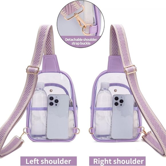 Fashionable Clear Sling Bag in Purple - Easy-to-Clean, Stadium Approved Design - Picture 7 of 7